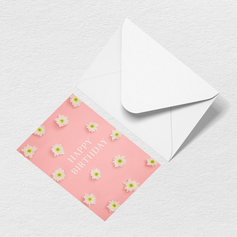 Happy Birthday Flowers Greeting Card